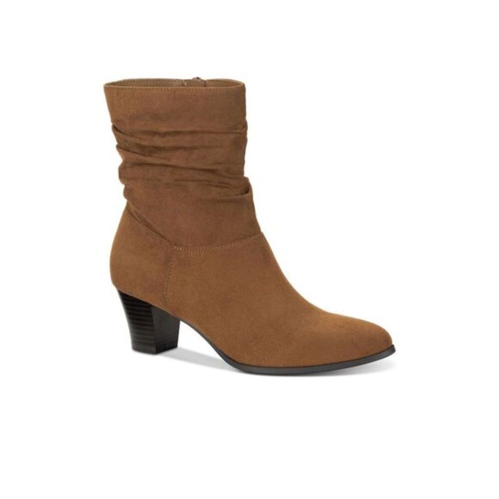 Style & Co. Womens Piviee Faux Suede Zipper Ankle Boots Brown 7 NEW # Box 985